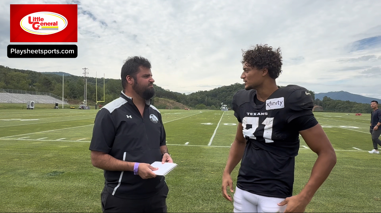 Video: Houston Texans rookie Jayden Higgins talks development, acclimating to the NFL and learning from the best